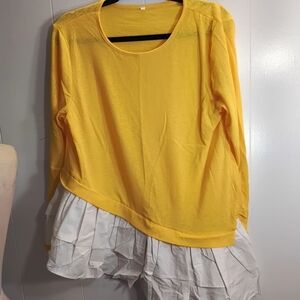 Yellow Ruffle Hem Blouse